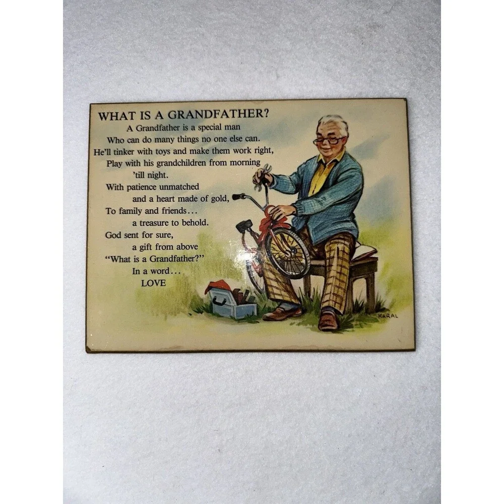 Living Quotes 1979 Russ Berrie Grandfather Poem Wall‎ Plaque Art Decor